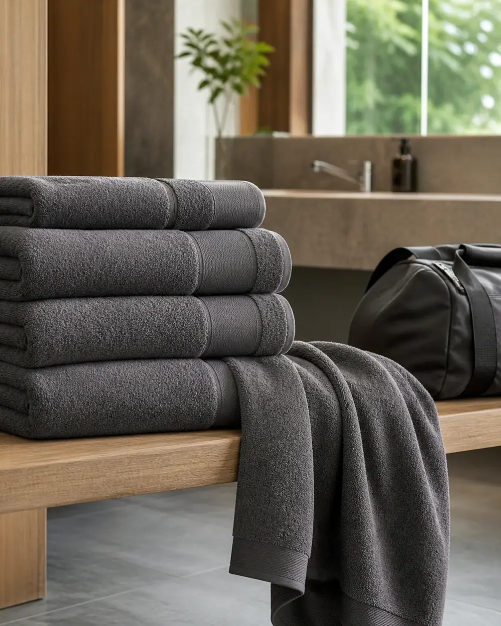 Soft towels in a modern spa setting