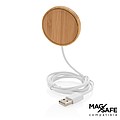 10W bamboo magnetic wireless charger, brown
