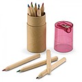 12 coloured pencils, transparent red