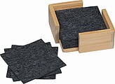 15 felt coasters in bamboo stand