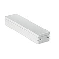 18 LED foldable desktop lamp in ABS with weather station. Displays time, temperature.