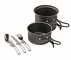 2 camping pots with cutlery