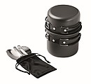 2 camping pots with cutlery