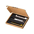 3-Piece cooking box filled with 3 glass tubes of Himalayan salt, black pepper and traditional olive oil.
