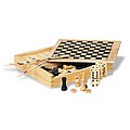4 games in wooden box, wood