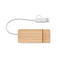 4 ports USB-C/A hub in bamboo case.