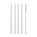 4 reusable glass straws, wood