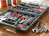 42 piece tool set with a red and black design, packed in a case,colour black, red