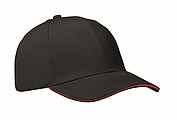 6 panel baseball cap, black/red
