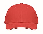 6 panel baseball cap, white/red