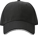6-panel sandwich baseball cap, black