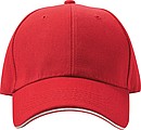 6-panel sandwich baseball cap, red