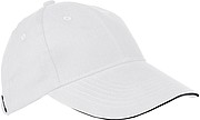 6-panel sandwich baseball cap, white