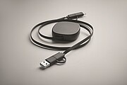 60W retractable charging cable, black