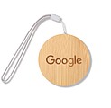 A set of charging cables in a bamboo box, a key ring
