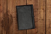A4 notepad, lined, with elastic strap, black