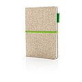 A5 Eco jute cotton notebook, green