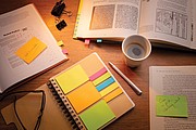 A5 Kraft spiral notebook with sticky notes,brown