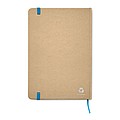 A5 Notebook in recycled material with 80 lined pages and matching colourful ribbon and elastic band.