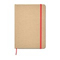 A5 Notebook in recycled material with 80 lined pages and matching colourful ribbon and elastic band.
