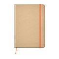 A5 Notebook in recycled material with 80 lined pages and matching colourful ribbon and elastic band.