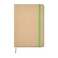 A5 Notebook in recycled material with 80 lined pages and matching colourful ribbon and elastic band.