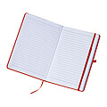 A5 notebook with lined pages, red