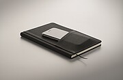 A5 notebook with PU hard cover with front phone pocket