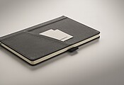 A5 notebook with PU hard cover with front phone pocket