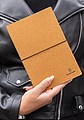 A5 recycled leather notebook,brown