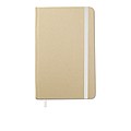A6 Notebook in recycled material with matching colourful ribbon and elastic band. 96 blank paper pag