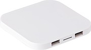ABS charger with wireless technology and USB and micro USB ports.