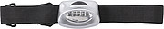 ABS head light with five LED lights and strap for size adjustment. Batteries included.