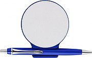 ABS magnet pen holder and mobile phone holder, including ballpen. Blue ink. Packaged in gift box.
