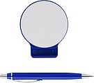 ABS magnet pen holder and mobile phone holder, including ballpen. Blue ink. Packaged in gift box.