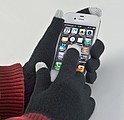 Acrylic gloves with touch tops on two fingers, black