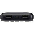 Adhil 10.000 mAh 10W recycled plastic power bank with 2 built-in cables, solid black