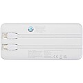 Adhil 10.000 mAh 10W recycled plastic power bank with 2 built-in cables, white