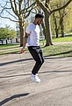 Adjustable jump rope in pouch, black