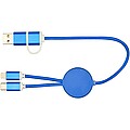 Alasia 5-in-1 recycled aluminium and plastic 30 cm data sync and 27W fast charge cable, royal blue
