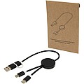 Alasia 5-in-1 recycled aluminium and plastic 30 cm data sync and 27W fast charge cable, solid black