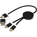 Alasia 5-in-1 recycled aluminium and plastic 30 cm data sync and 27W fast charge cable, solid black
