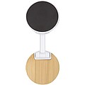 Alcor recycled plastic foldeable magnetic phone stand with bamboo details, white