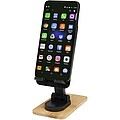 Alfirk recycled plastic foldeable desk phone stand with bamboo details, solid black