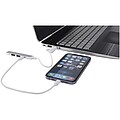Alkaid 4-port recycled aluminium USB-A and Type-C hub with dual input, silver