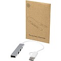 Alkaid 4-port recycled aluminium USB-A and Type-C hub with dual input, silver