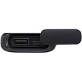 Alkes 5000 mAh 12W recycled plastic water resistant power bank with carabiner, solid black