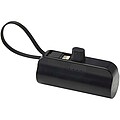 Alnair 5000 mAh 10W recycled plastic Type-C power bank with built-in flip stand and 2-in-1 cable, solid black