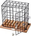 Aluminium and wooden phone holder cage, including USB ports and lock with 2 small keys.