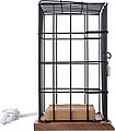 Aluminium and wooden phone holder cage, including USB ports and lock with 2 small keys.